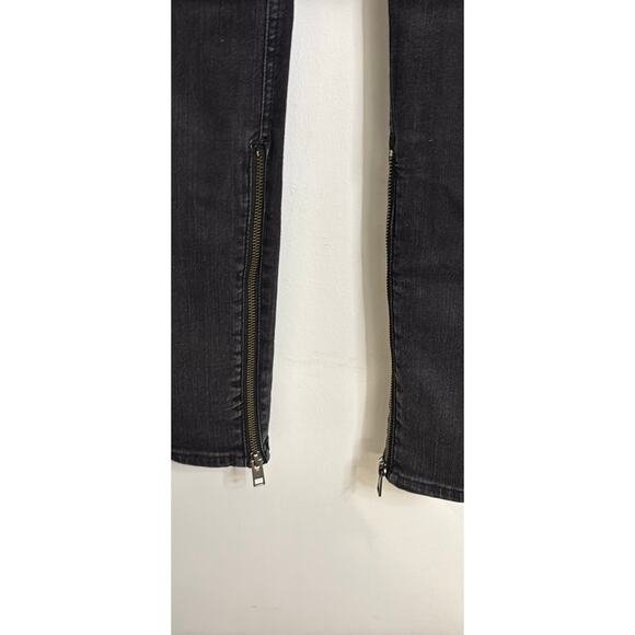 AllSaints Jeans Womens 24 Black Railwashed Track Skinny Ankle Zip - Picture 5 of 8